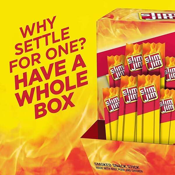 Slim Jim Smoked Meat Sticks, Original Flavor, 2g Protein Per Stick, Snack Size, Father's Day Bulk Snack Gifts, 0.44 oz. (100 Count) - Image 5