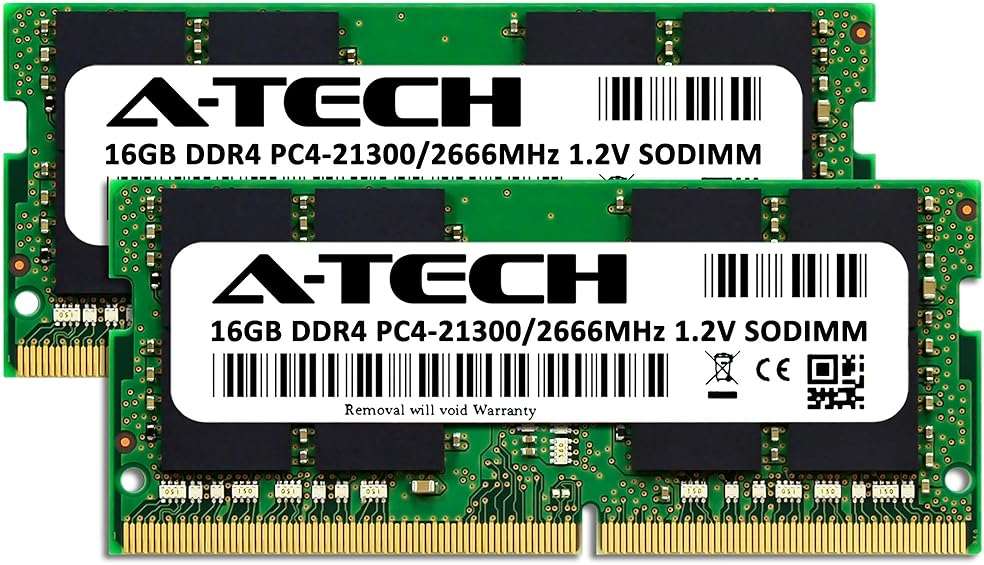 A-Tech 32GB Kit (2x16GB) DDR4 2666MHz PC4-21300 (PC4-2666V) CL19 SODIMM 260-Pin Non-ECC SO-DIMM Laptop Notebook RAM Memory Upgrade Module - Image 2
