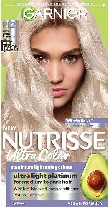 Garnier Nutrisse Ultra Color Hair Color, Permanent Hair Dye for Up to 8 Weeks of Bold, Vibrant, Fade-Resistant Results, Vegan & Cruelty-Free, PL2 Ultra Light Platinum (Mascarpone Crème), 1 Count - Image 1