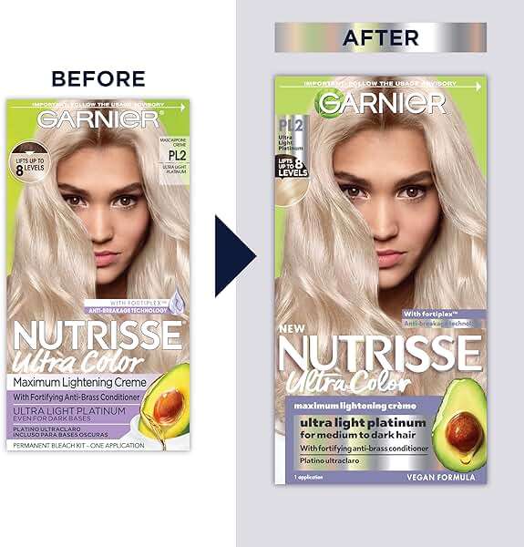 Garnier Nutrisse Ultra Color Hair Color, Permanent Hair Dye for Up to 8 Weeks of Bold, Vibrant, Fade-Resistant Results, Vegan & Cruelty-Free, PL2 Ultra Light Platinum (Mascarpone Crème), 1 Count - Image 2