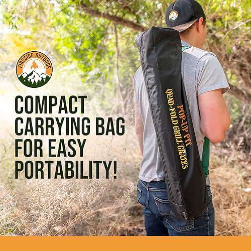 Fireside Outdoor Pop-Up Fire Pit Grill Grates - Folding Campfire Grill Grate Over Fire Pit Grate, Portable BBQ Grills, Camping Cooking, Camping Essentials, Outdoor Cooking - Quad-Fold Grates - Image 7