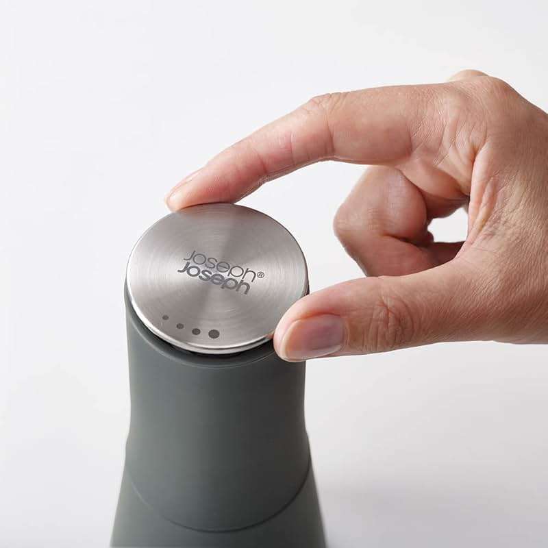 Joseph Joseph Milltop Non-Spill Salt and Pepper Mill 2-piece Set, Refillable with Ceramic Grinder, Adjustable Grinding Size, White/Dark Grey - Image 4