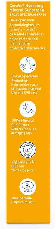 CeraVe 100% Mineral Sunscreen SPF 30, Face sunscreen With Zinc Oxide & Titanium Dioxide, Hyaluronic Acid + Niacinamide + Ceramides, Oil Free, Travel Size 2.5 oz - Image 13