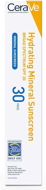 CeraVe 100% Mineral Sunscreen SPF 30, Face sunscreen With Zinc Oxide & Titanium Dioxide, Hyaluronic Acid + Niacinamide + Ceramides, Oil Free, Travel Size 2.5 oz - Image 14