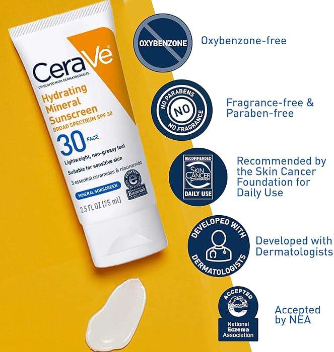 CeraVe 100% Mineral Sunscreen SPF 30, Face sunscreen With Zinc Oxide & Titanium Dioxide, Hyaluronic Acid + Niacinamide + Ceramides, Oil Free, Travel Size 2.5 oz - Image 3