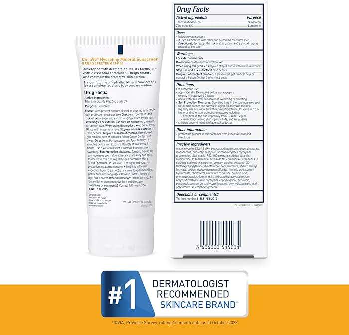 CeraVe 100% Mineral Sunscreen SPF 30, Face sunscreen With Zinc Oxide & Titanium Dioxide, Hyaluronic Acid + Niacinamide + Ceramides, Oil Free, Travel Size 2.5 oz - Image 6