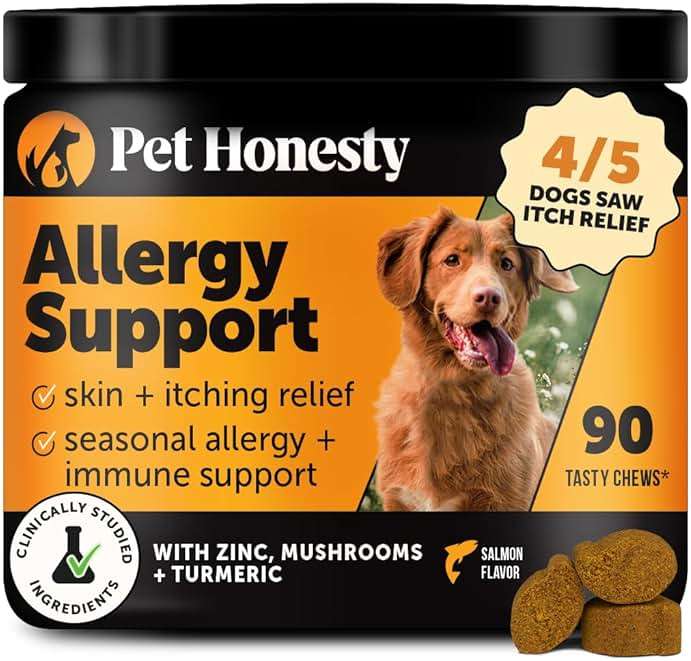 Dog Allergy Relief Immunity Chews - Paw Licking, Itching & Seasonal Allergies - with Colostrum, Probiotics, Turmeric & Salmon Oil - Vet Recommended Anti-Itch Supplement for Dogs (Salmon, 90 Ct) - Image 1