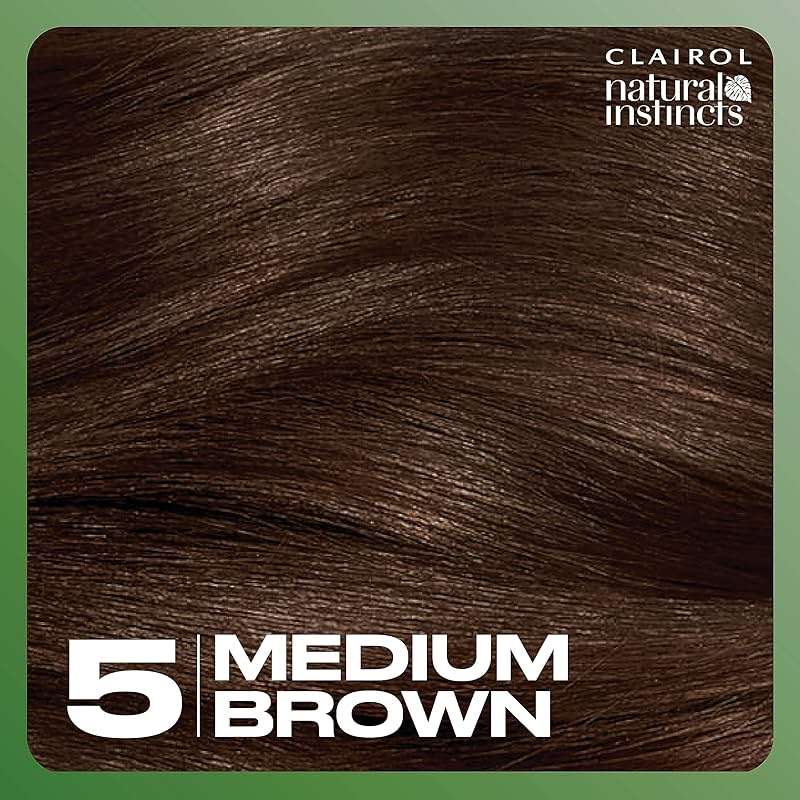 Clairol Natural Instincts Demi-Permanent Hair Dye, 5 Medium Brown | Ammonia‑Free, Vegan Hair Color with Coconut Oil & Aloe Vera | Pack of 1 - Image 9