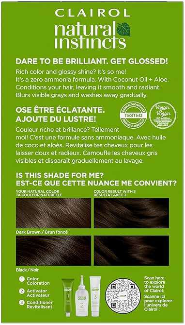 Clairol Natural Instincts Demi-Permanent Hair Dye, 3 Brown Black | Ammonia‑Free, Vegan Hair Color with Coconut Oil & Aloe Vera | Pack of 1 - Image 2