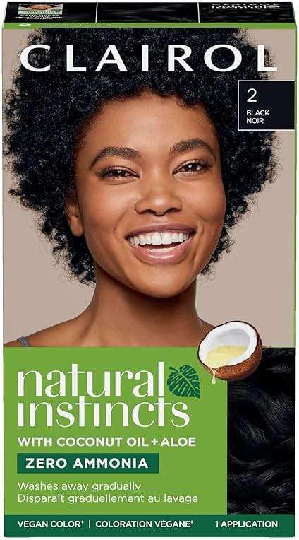 Clairol Natural Instincts Demi-Permanent Hair Dye, 2 Black | Ammonia‑Free, Vegan Hair Color with Coconut Oil & Aloe Vera | Pack of 1 - Image 1