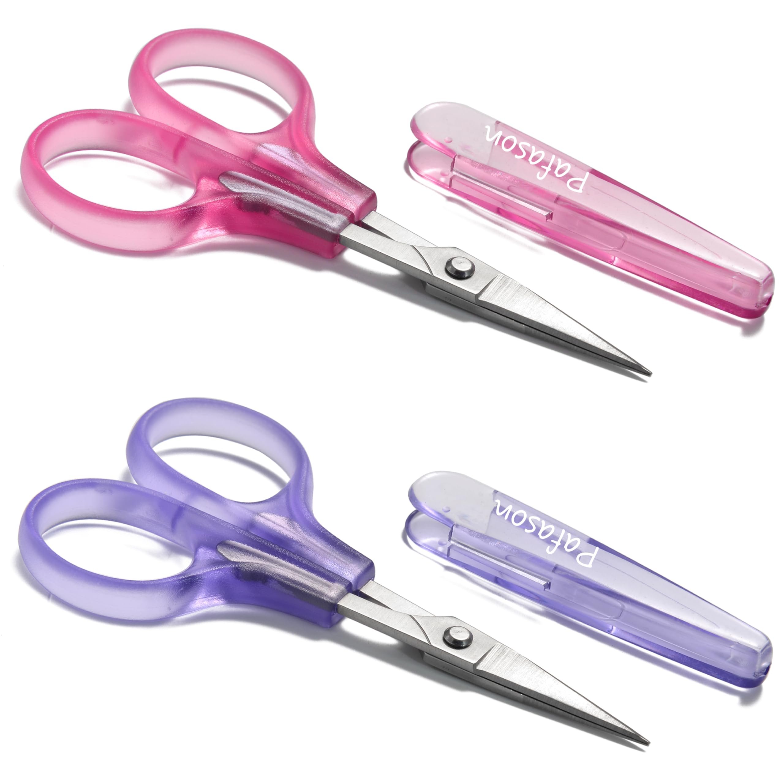 PAFASON Small Craft Scissors Set Straight Precision Fine Tip All Purpose for Scrapbooking Quilting Sewing Knitting Embroidery Cross Stitch Crochet Thread Yarn Paper Fabric Detail Cutting, Safety Case - Product Image