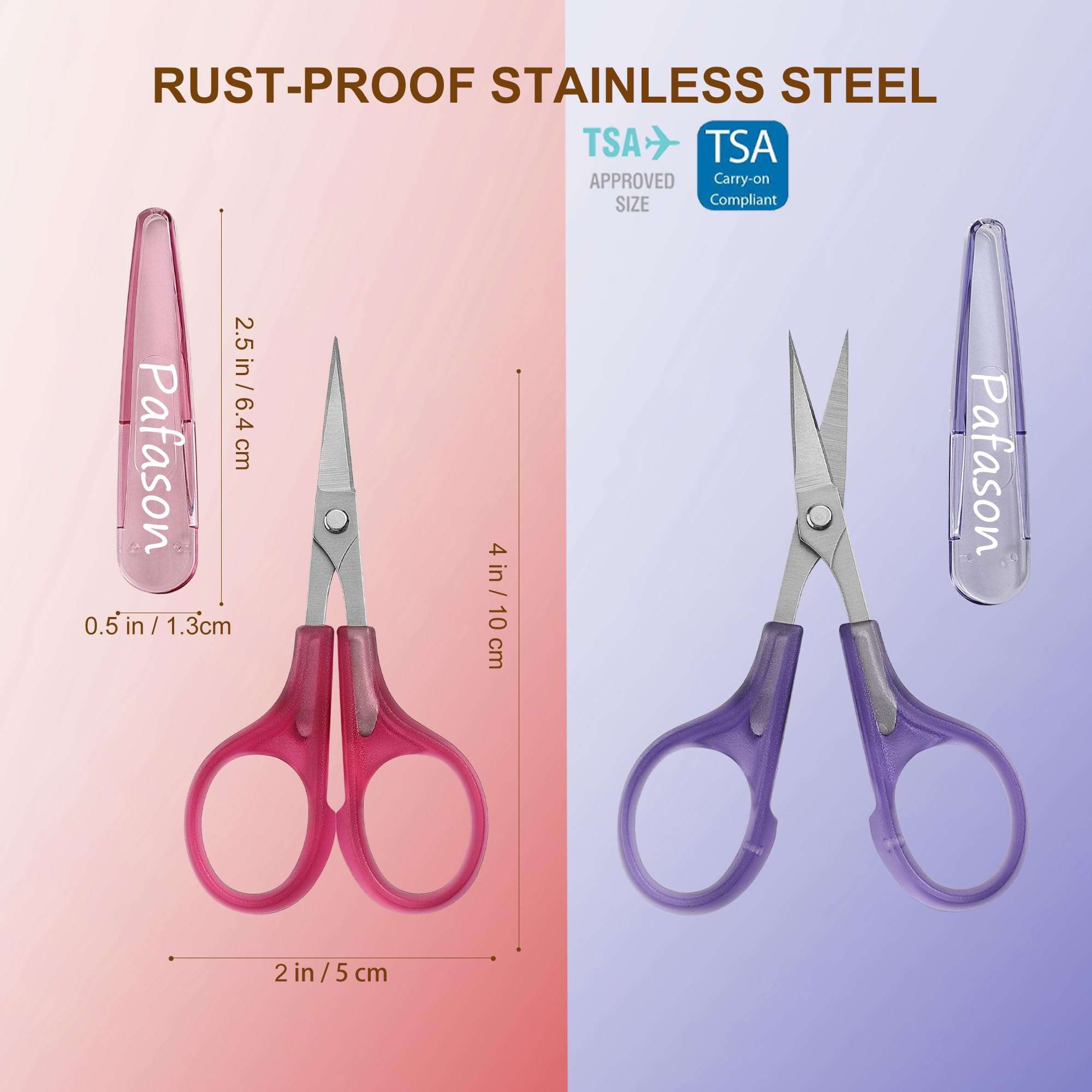 PAFASON Small Craft Scissors Set Straight Precision Fine Tip All Purpose for Scrapbooking Quilting Sewing Knitting Embroidery Cross Stitch Crochet Thread Yarn Paper Fabric Detail Cutting, Safety Case - Image 3