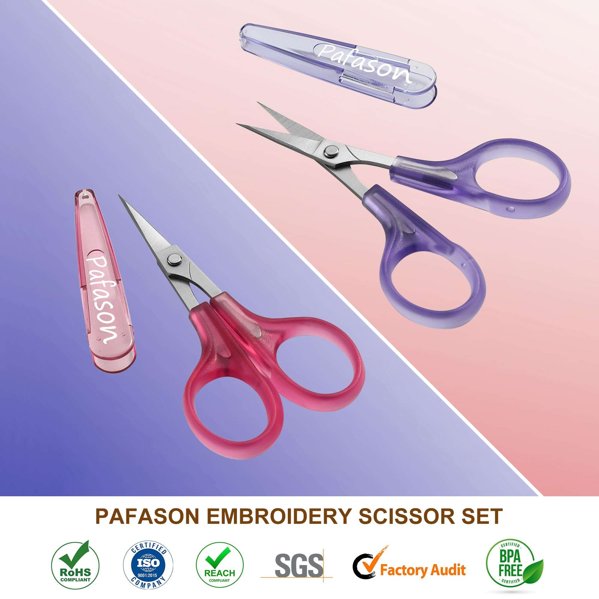 PAFASON Small Craft Scissors Set Straight Precision Fine Tip All Purpose for Scrapbooking Quilting Sewing Knitting Embroidery Cross Stitch Crochet Thread Yarn Paper Fabric Detail Cutting, Safety Case - Image 4
