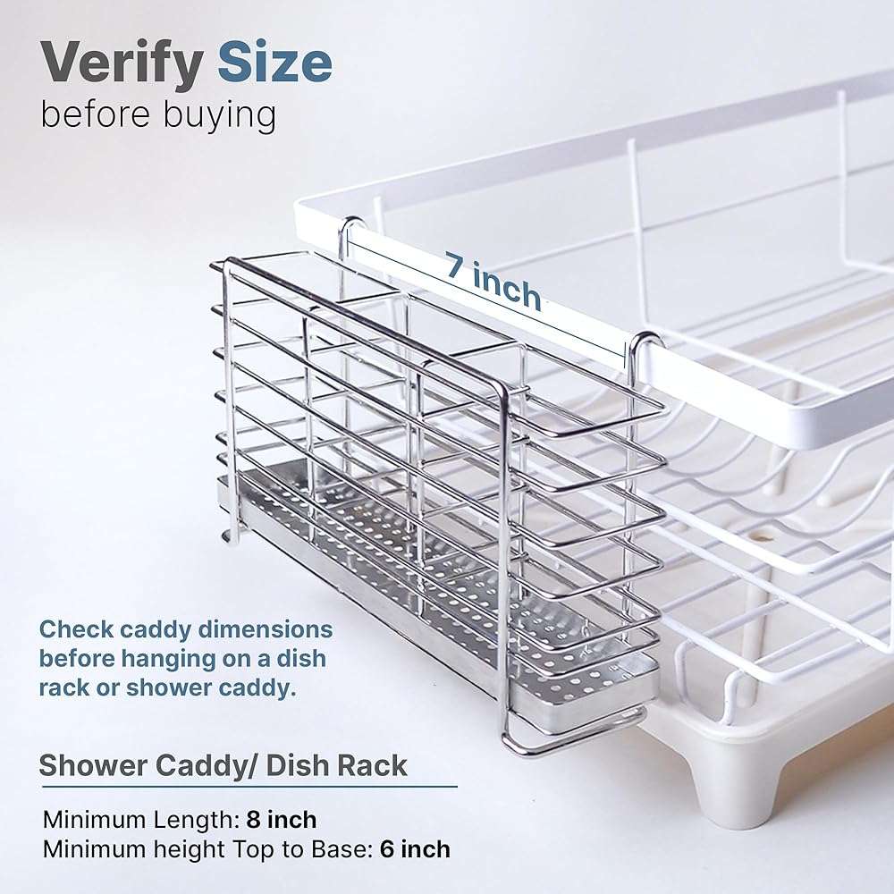 KESOL 304 Stainless Steel Utensil Drying Rack with Hooks & 3 Divided Compartments, Silverware Drying Basket, Spoon and Fork Organizer, Rustproof Kitchen Drainage Basket Accessories, Silver, 2x8.7x5 - Image 5