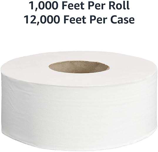 AmazonCommercial 2-Ply White Jumbo Roll Toilet Paper, 9 in, Septic Safe, Compatible with Universal Dispensers, FSC Certified, 1000 Feet Per Roll (Pack of 12) - Image 2