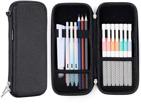iDream365 Upgraded Hard Pencil Case Box for Adults,Durable Pen Carrying Case with Zipper-Black - Image 1
