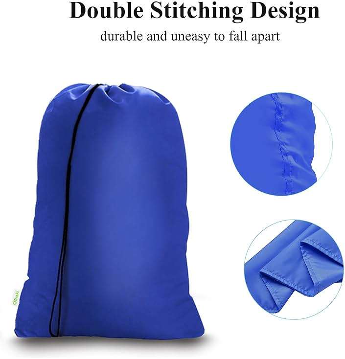 OTraki 28x45 inch Extra Large Laundry Bag 2 Pack Drawstring Laundry Hamper Bag Heavy Duty Dirty Clothes Bag Washable Organizer Storage for Camp Drying Do Not Exceed 176℉ Blue - Image 6