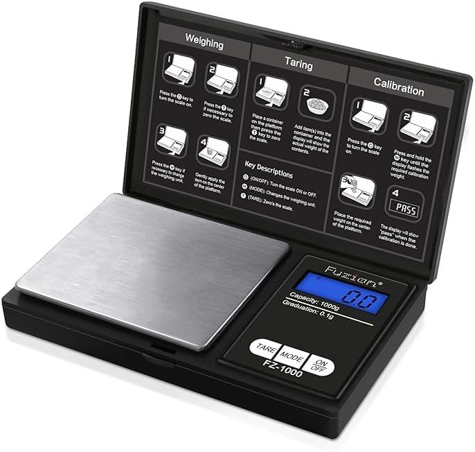 Fuzion Digital Pocket Gram Scale 1000g/0.1g, Small Digital Scales Grams Ounces Grains, Herb Scale, Jewelry Scale, Portable Travel Food Scale - Product Image
