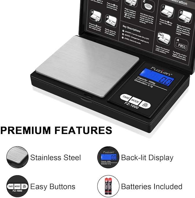 Fuzion Digital Pocket Gram Scale 1000g/0.1g, Small Digital Scales Grams Ounces Grains, Herb Scale, Jewelry Scale, Portable Travel Food Scale - Image 4