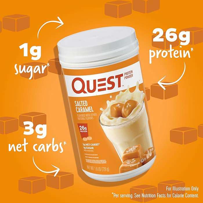 Quest Nutrition Salted Caramel Protein Powder, 26g Protein, 1g Sugar, Low Carb, Gluten Free, 1.6 Pounds, 24 Servings - Image 2