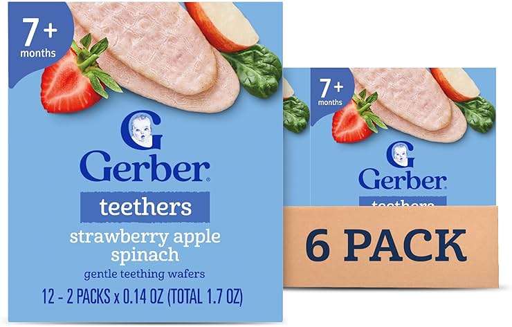 Gerber Teethers, Strawberry Apple Spinach Gentle Teething Wafers, Baby Teething Snacks, 6PK - Image 4