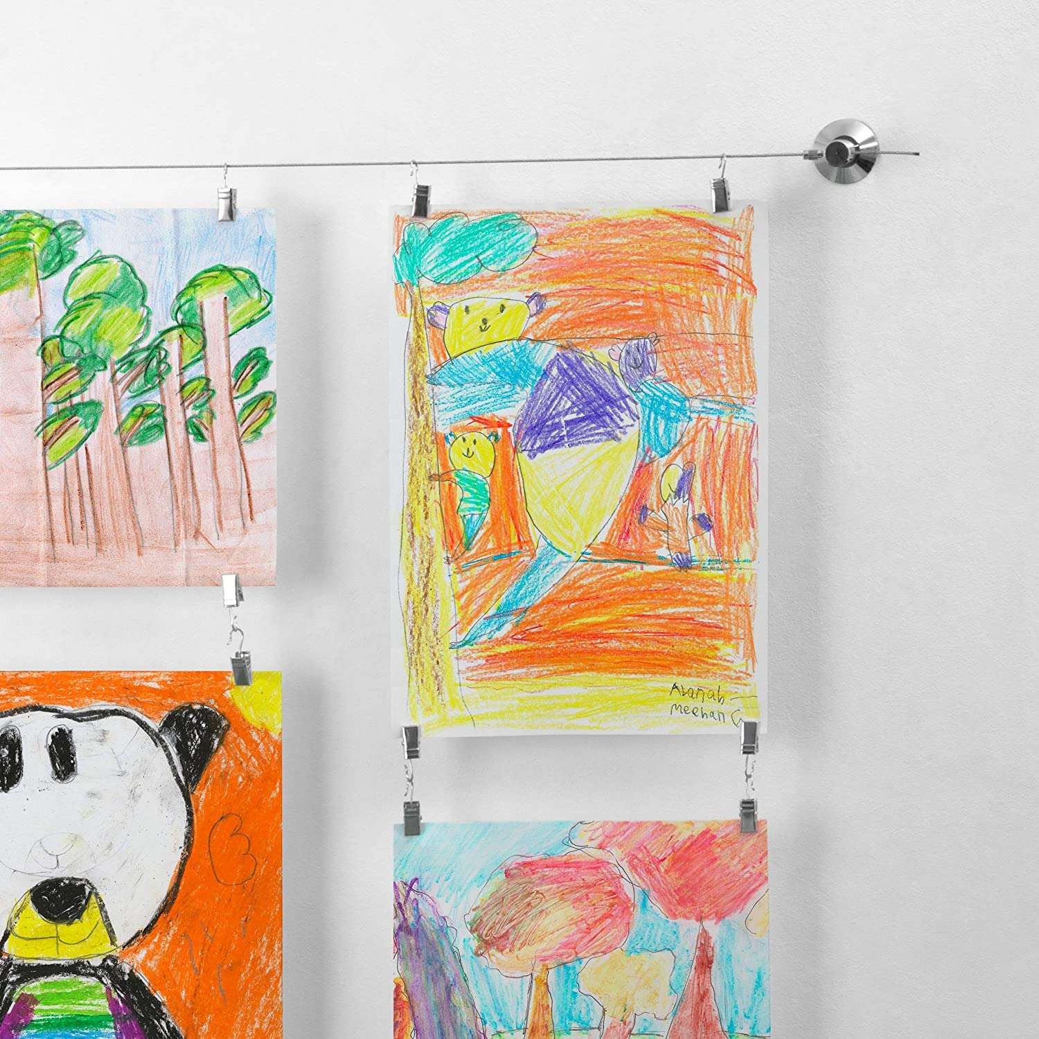 Art Display for Kids Artwork - 10ft Alloy Steel Wire with 48 Clips | Willow & Eva - Image 1
