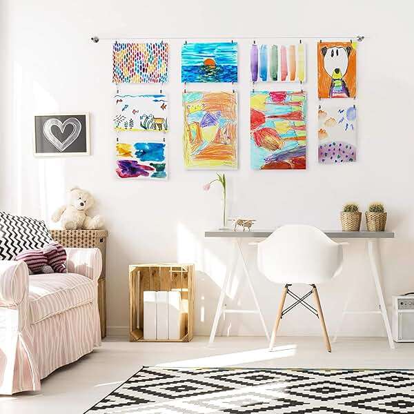 Art Display for Kids Artwork - 10ft Alloy Steel Wire with 48 Clips | Willow & Eva - Image 7