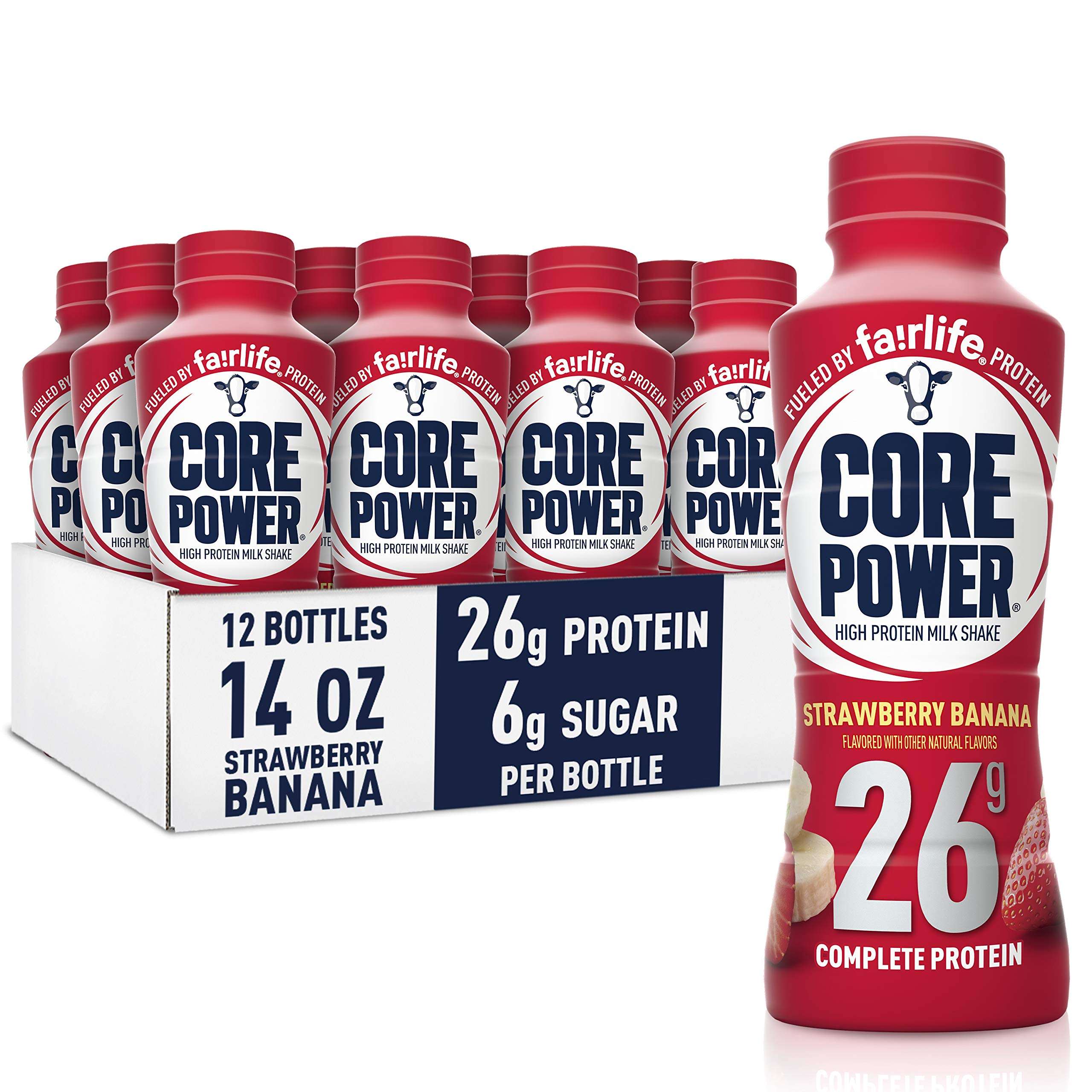 Core Power Protein Shake, Strawberry Banana, 26g Bottle, 14oz - Image 1