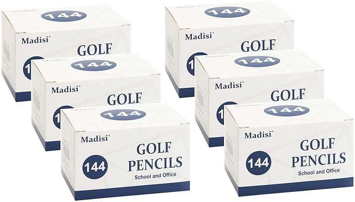 Madisi Golf Pencils, #2 HB Half Pencils, 3.5" Mini Pencils, Pre-Sharpened, 6 Boxes, 864 Count - Image 1