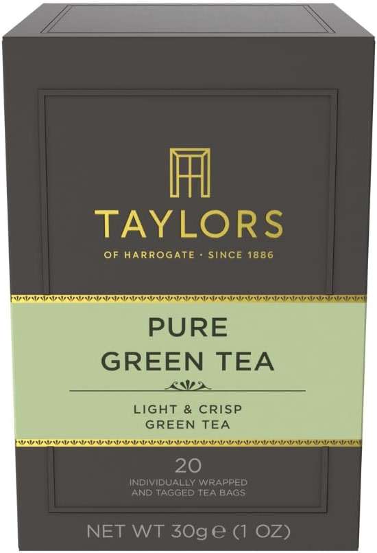 Taylors of Harrogate Pure Green Tea, Individually Wrapped Bags, 20 Count (Pack of 1), Delicate, Mellow and Crisp, Caffeinated, Enjoy Hot or Iced, 20 Teabags - Image 1