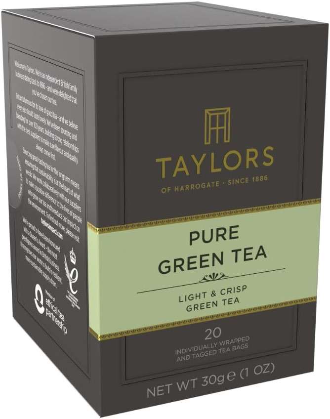 Taylors of Harrogate Pure Green Tea, Individually Wrapped Bags, 20 Count (Pack of 1), Delicate, Mellow and Crisp, Caffeinated, Enjoy Hot or Iced, 20 Teabags - Image 3