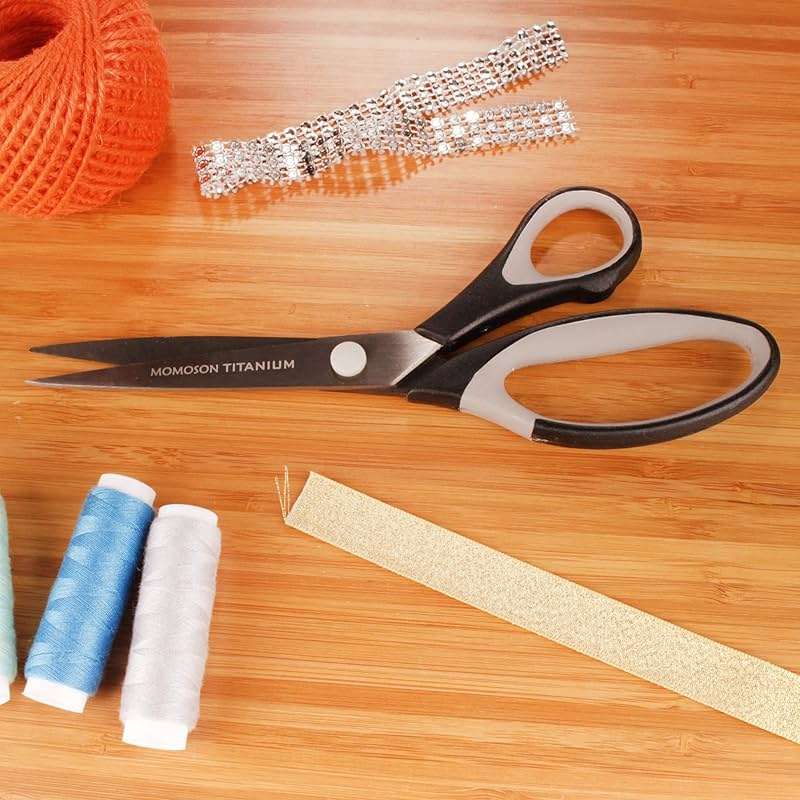 BambooMN Titanium Softgrip Scissors Set for Sewing, Arts, Crafts, Office - 1 Set of 3 - Black w/Grey Inlays - Image 5