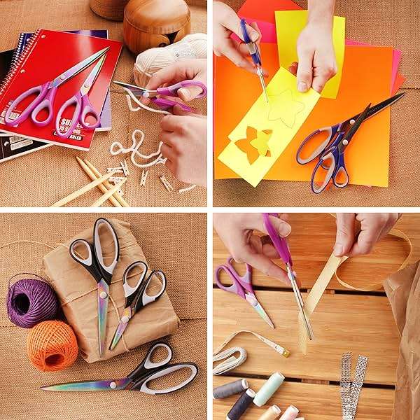BambooMN Titanium Softgrip Scissors Set for Sewing, Arts, Crafts, Office - 1 Set of 3 - Black w/Grey Inlays - Image 6