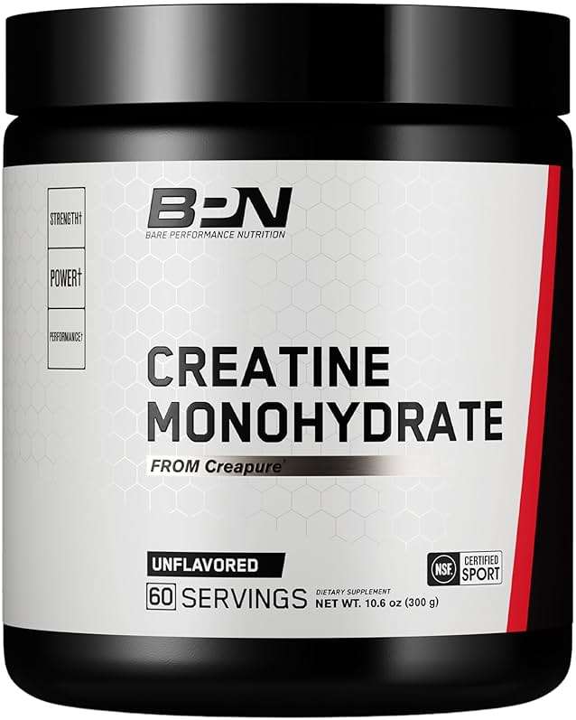 BARE PERFORMANCE NUTRITION, BPN Pure Creatine Monohydrate Powder by Creapure, 5g of Creatine per Serving, Supports Muscle Growth, Unflavored Creatine Powder, 60 Servings - Image 1