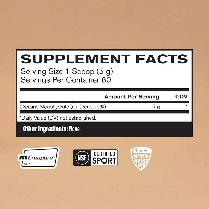 BARE PERFORMANCE NUTRITION, BPN Pure Creatine Monohydrate Powder by Creapure, 5g of Creatine per Serving, Supports Muscle Growth, Unflavored Creatine Powder, 60 Servings - Image 2