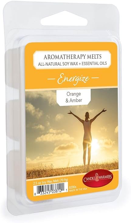 CANDLE WARMERS ETC. 2.5 oz Aromatherapy Scented Wax Melt, Energize | 100% Soy Wax Scented with Orange & Amber Essential Oils - Product Image