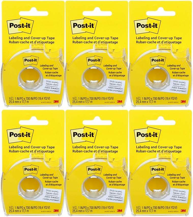 Post-it : Removable Cover-Up Tape, Non-Refillable, 1" x 700" roll -:- Sold as 6 Packs of - 1 - / - Total of 6 Each - Image 1