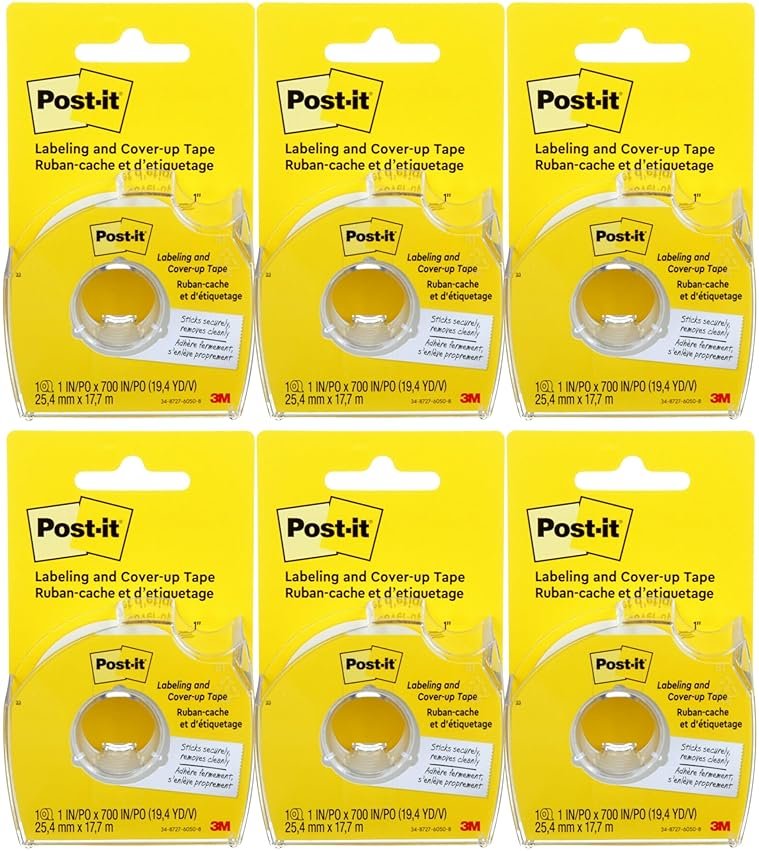 Post-it : Removable Cover-Up Tape, Non-Refillable, 1" x 700" roll -:- Sold as 6 Packs of - 1 - / - Total of 6 Each - Product Image