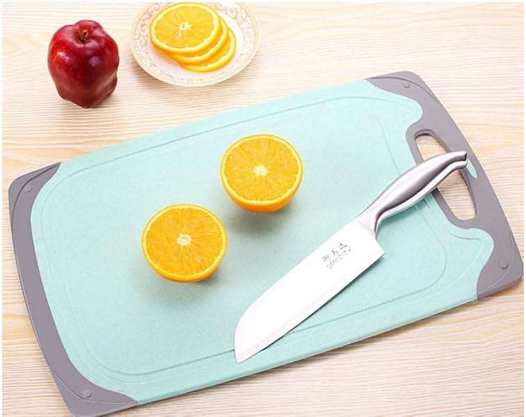 FLYINGSEA Cutting Boards For Kitchen, Anti-Skid Eco-Wheat Straw Vegetable Board Set (3 Pcs), Dishwasher Safe (Light green) - Image 2