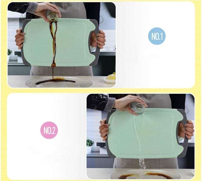FLYINGSEA Cutting Boards For Kitchen, Anti-Skid Eco-Wheat Straw Vegetable Board Set (3 Pcs), Dishwasher Safe (Light green) - Image 4