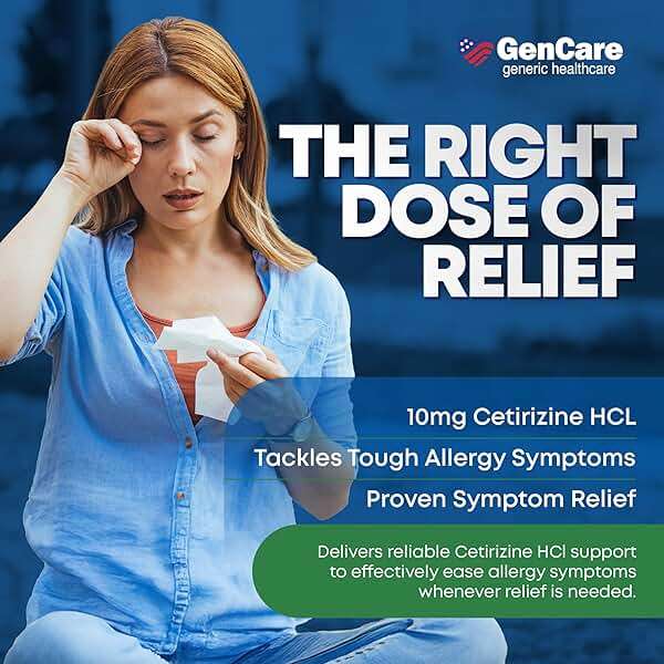GenCare - Cetirizine HCL 10 mg (200 Caplets) - 24 Hour Allergy Relief Pills - Non Drowsy Generic OTC Allergy Medication - Antihistamine Medicine for Sneezing, Runny Nose & Itchy Eyes - Generic Zyrtec - Image 3