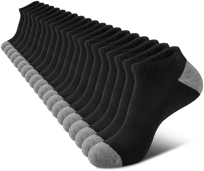 COOVAN 10 Pairs Mens Cushion Ankle Socks Men 10 Pack Low Cut Comfort Breathable Casual Socks - Product Image