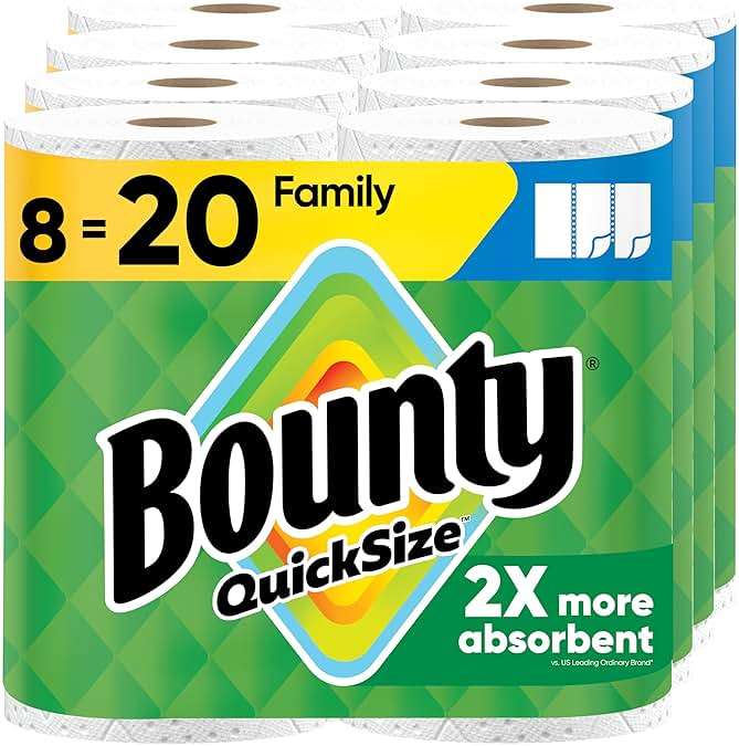 Bounty Quick Size Paper Towels, White, 8 Family Rolls - Image 1