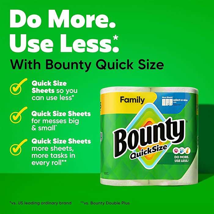 Bounty Quick Size Paper Towels, White, 8 Family Rolls - Image 2