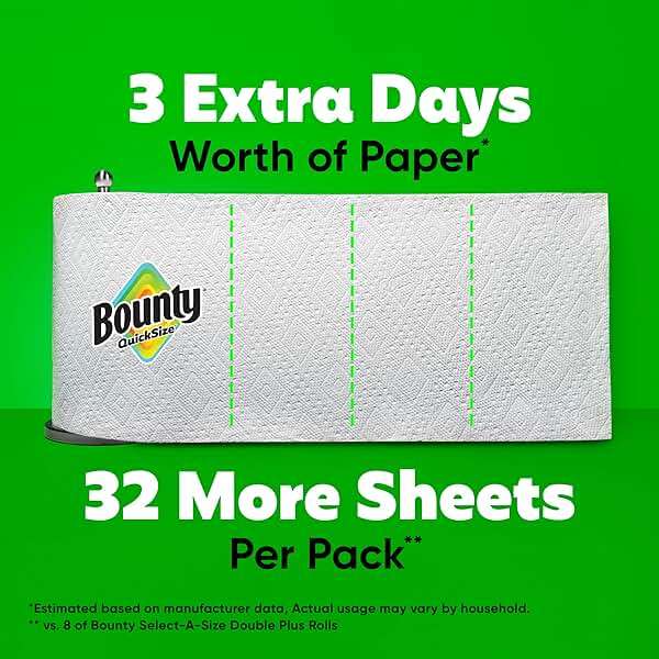 Bounty Quick Size Paper Towels, White, 8 Family Rolls - Image 5