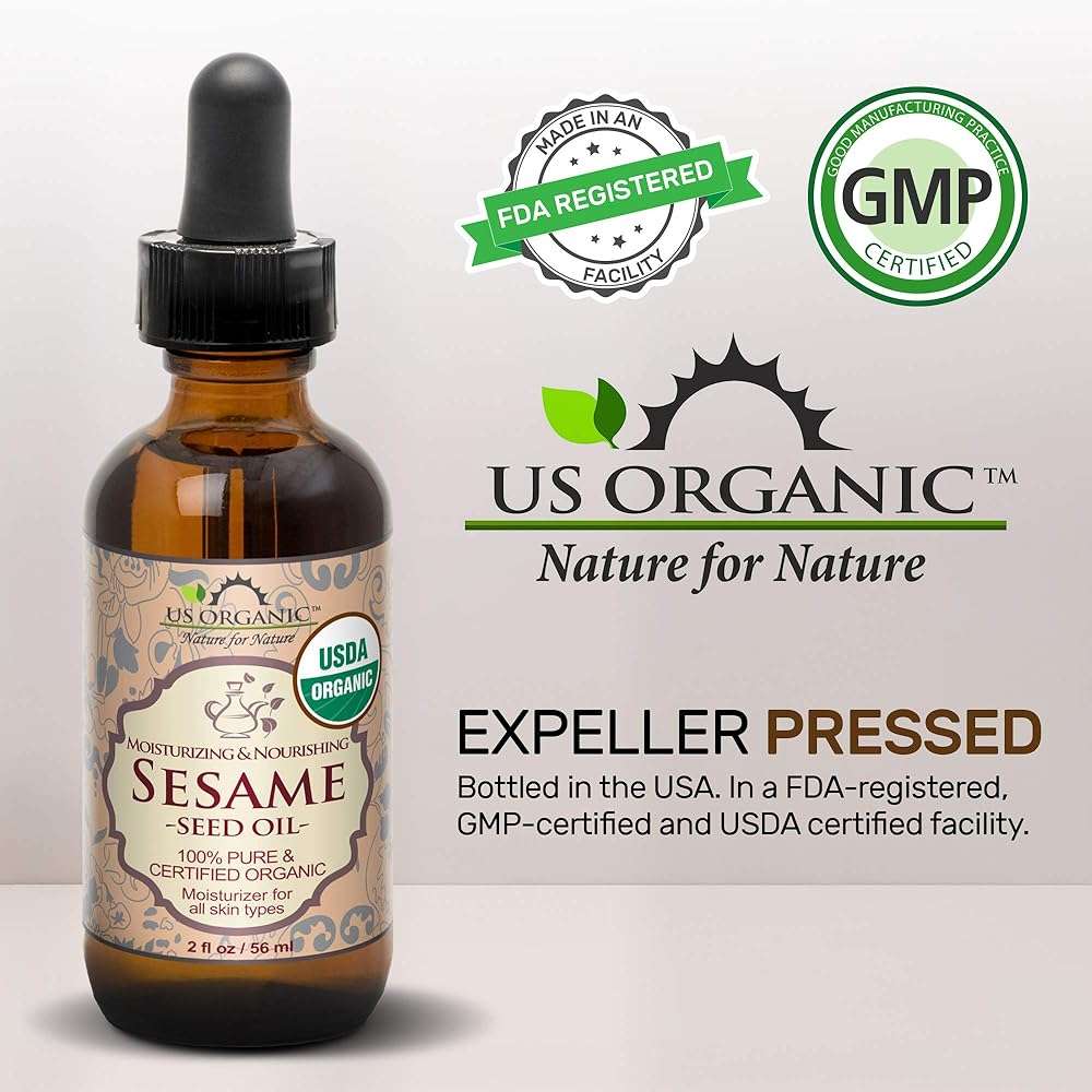 US Organic Sesame Seed Oil, USDA Certified Organic, Untoasted, Unrefined Virgin, 100% Pure & Natural, Cold Pressed, in Amber Glass Bottle w/Glass Eye dropper, Sourced from Mexico (4 oz (Large)) - Image 6