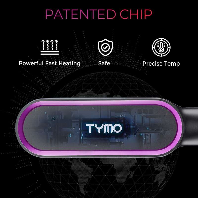 Hair Straightener Brush, TYMO Ring Hair Straightener Comb Straightening Brush for Women with 5 Temps 20s Fast Heating & Dual Voltage, Black - Image 4