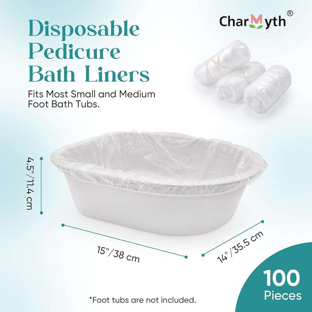 Charmyth Pedi Guard Bath Liners 100 Count Disposable Pedicure Liners, Spa Footsie Clear Pedi Guard Bath Liners for Foot Bath Spa Massage Thick Elastic - Image 2