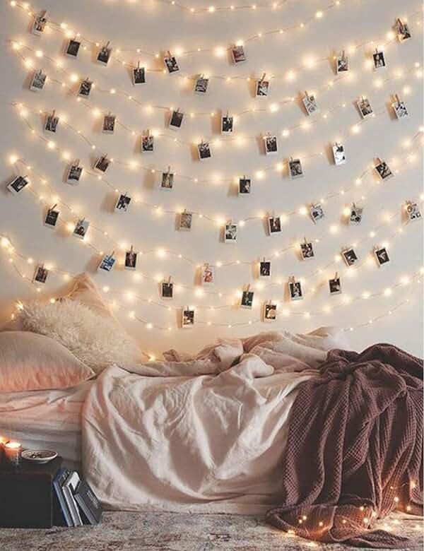 LECLSTAR Photo Clip String Lights 17Ft - 50 LED Fairy String Lights with 50 Clear Clips for Hanging Pictures, Photo String Lights with Clips - Perfect Dorm Bedroom Wall Decor Wedding Decorations - Product Image