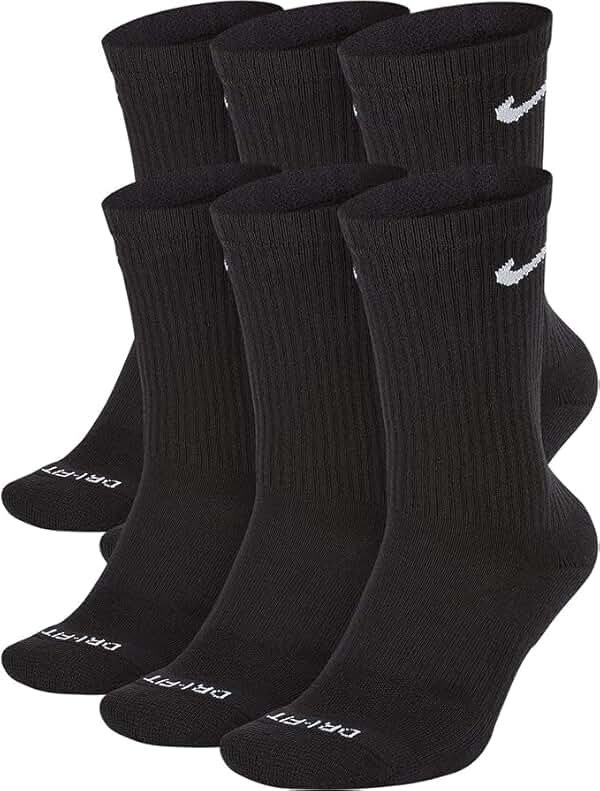 Nike Training Cotton Cushioned Crew Socks 6 Pack 8-12 - Product Image